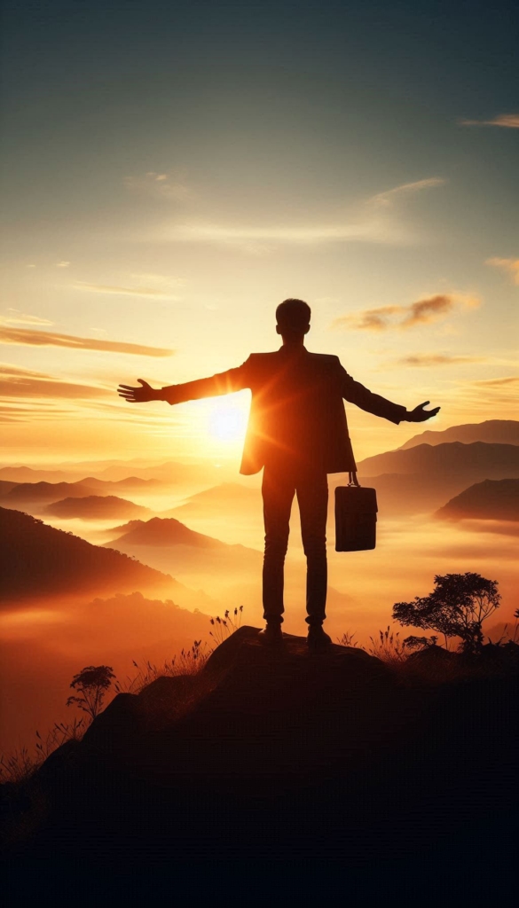 Man Embracing Sunrise Self-Discovery Book Cover