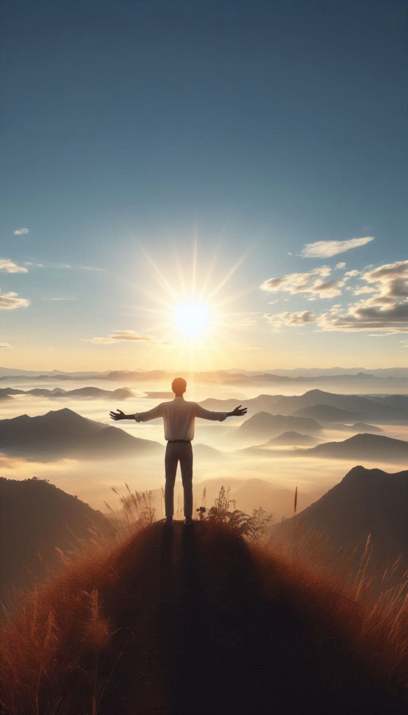 Man Embracing Sunrise Self-Discovery Book Cover