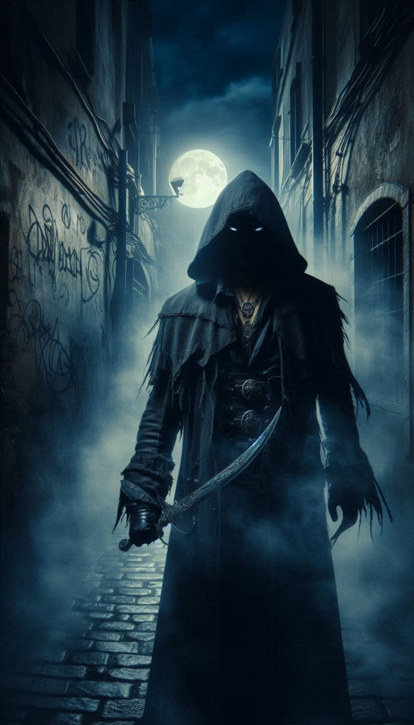 Mysterious hooded figure book cover