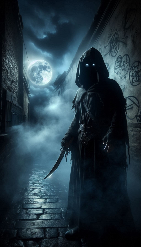 Mysterious hooded figure book cover