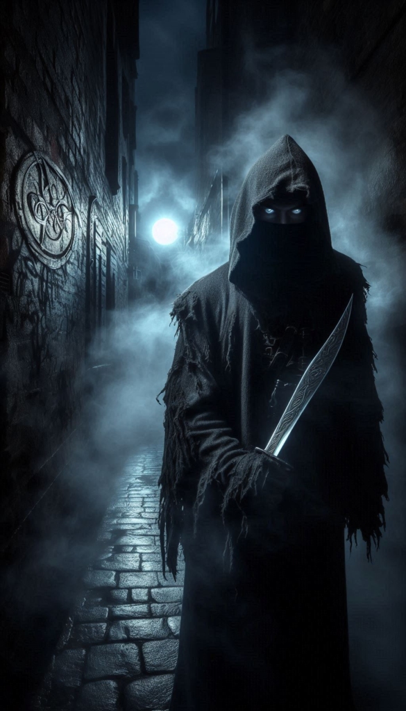 Mysterious hooded figure book cover