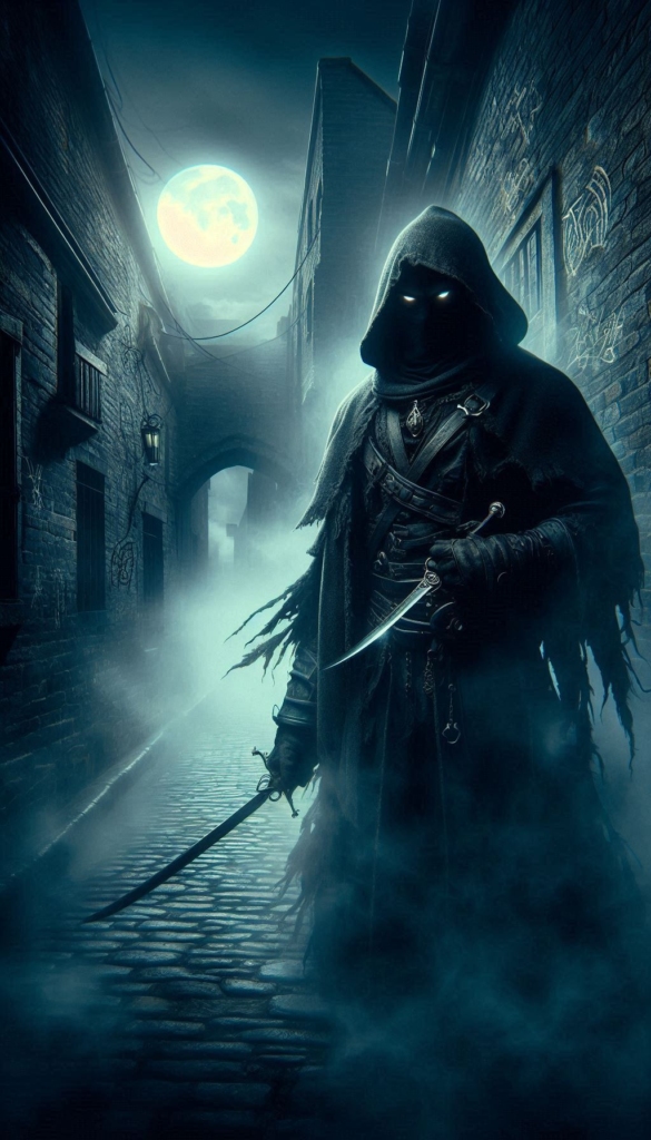 Mysterious hooded figure book cover