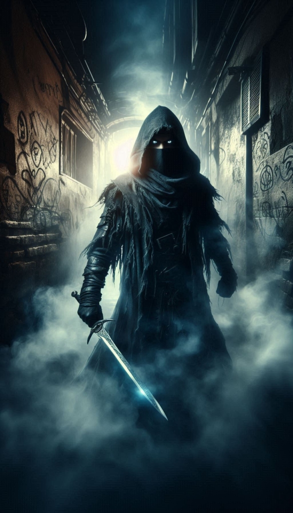 Mysterious hooded figure book cover