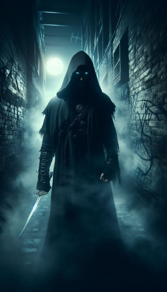 Mysterious hooded figure book cover