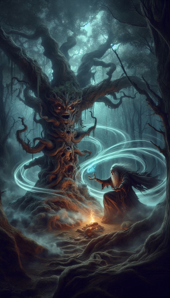 Old man doing Magic in the Trees book cover