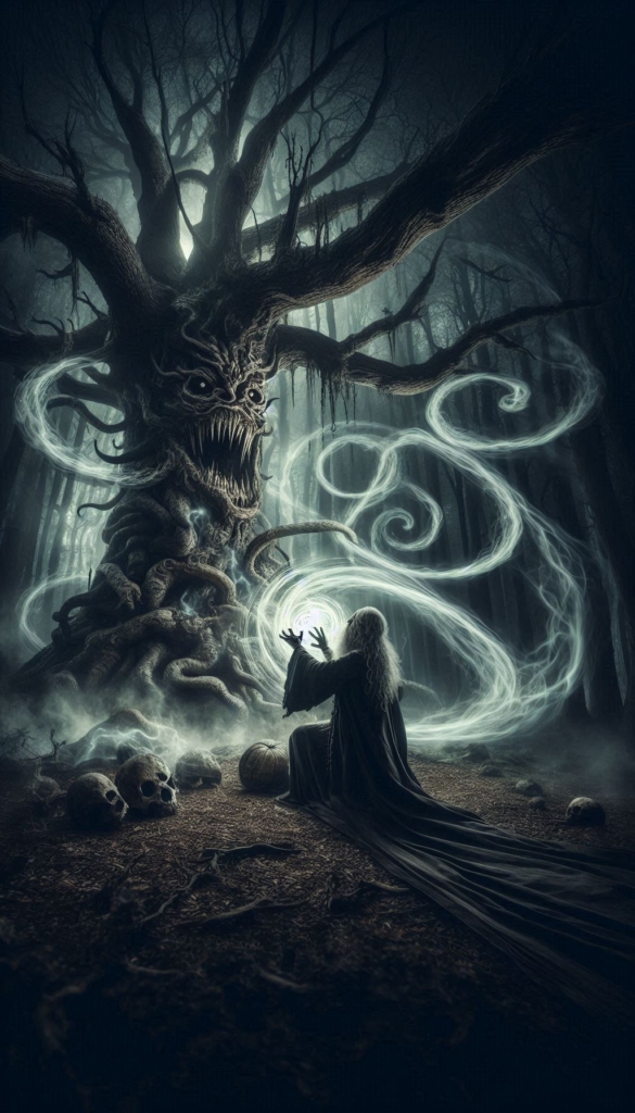 Old man doing Magic in the Trees book cover