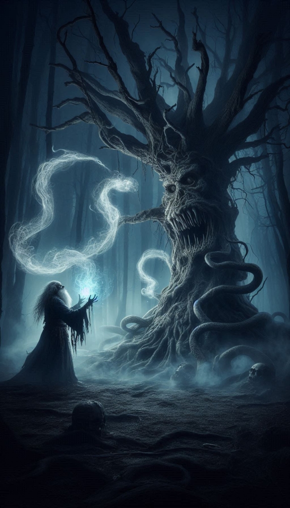 Old man doing Magic in the Trees book cover