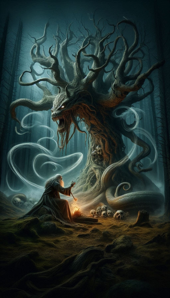 Old man doing Magic in the Trees book cover