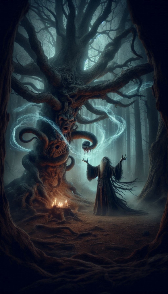 Old man doing Magic in the Trees book cover