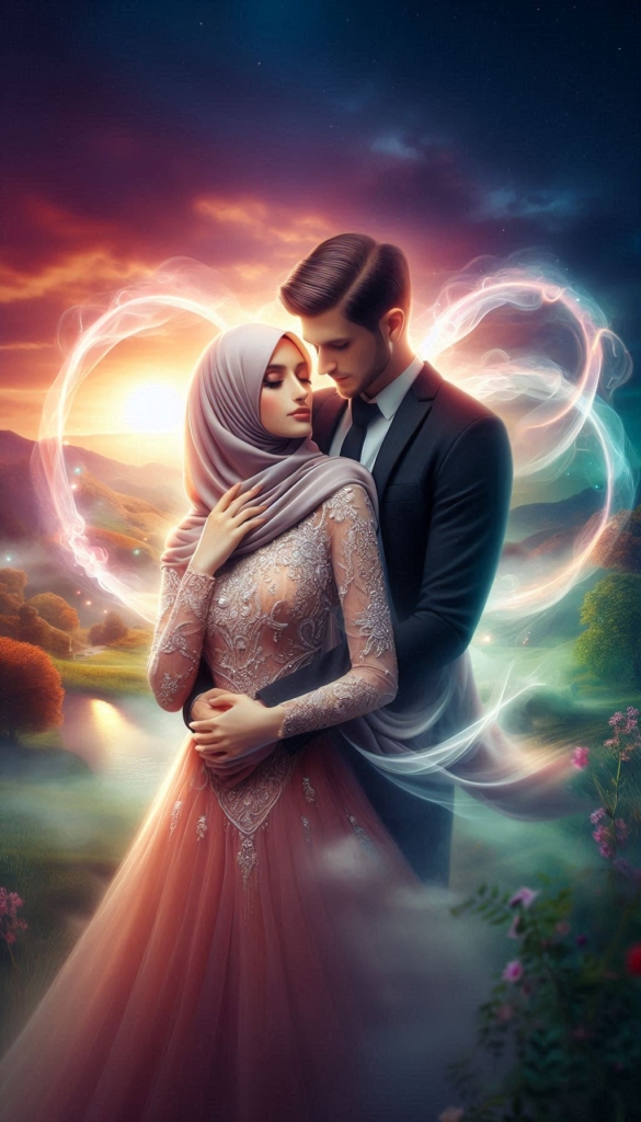 Romantic couple in hijab book cover