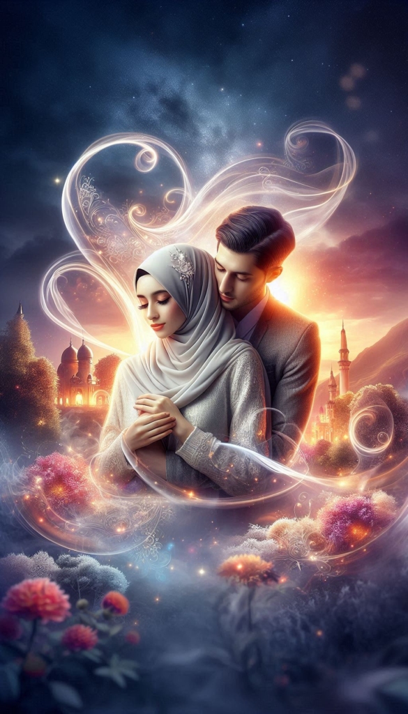 Romantic couple in hijab book cover