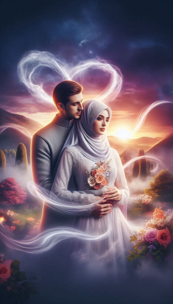 Romantic couple in hijab book cover