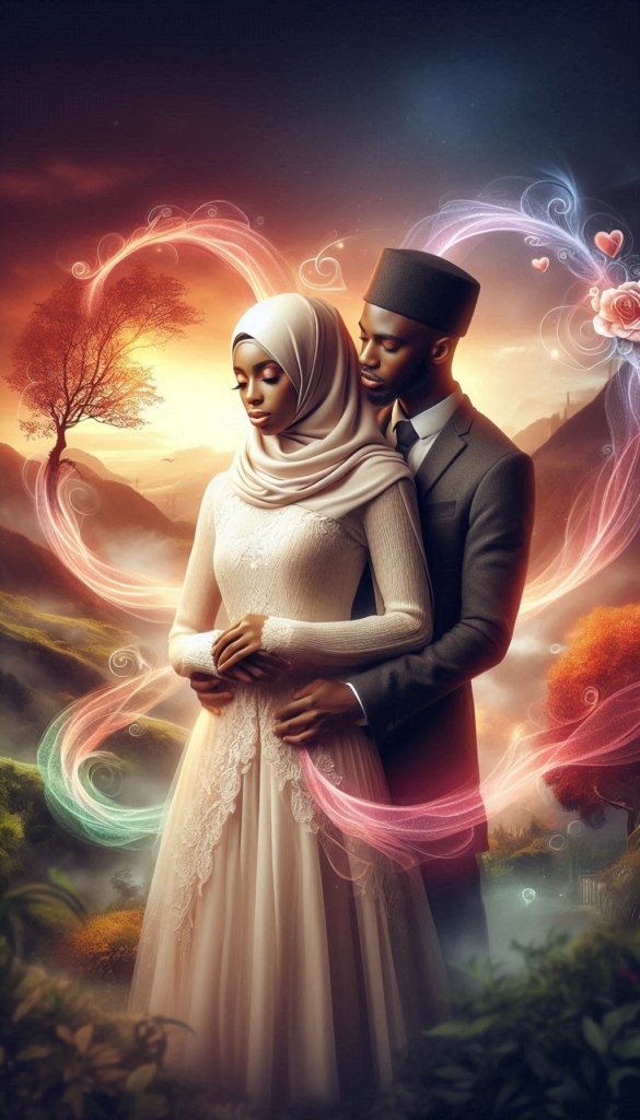 Romantic couple in hijab book cover