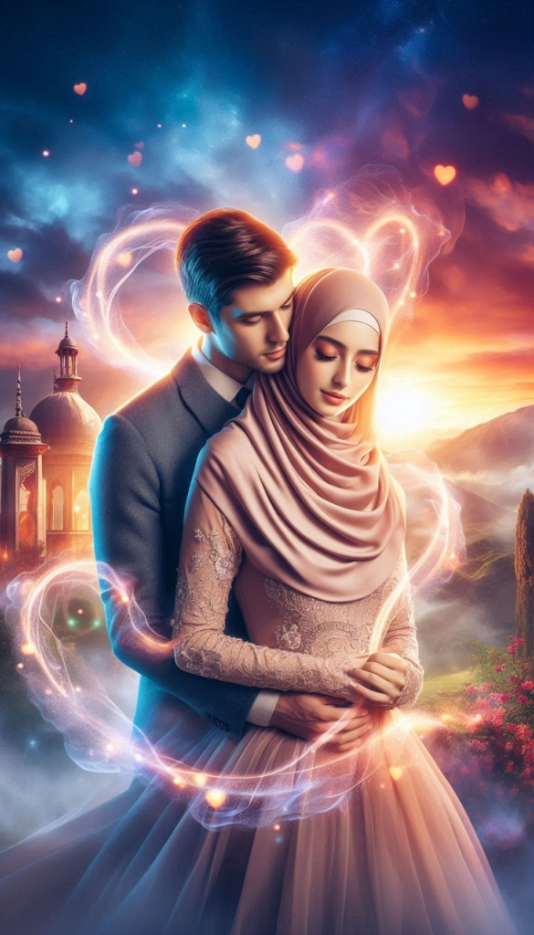 Romantic couple in hijab book cover