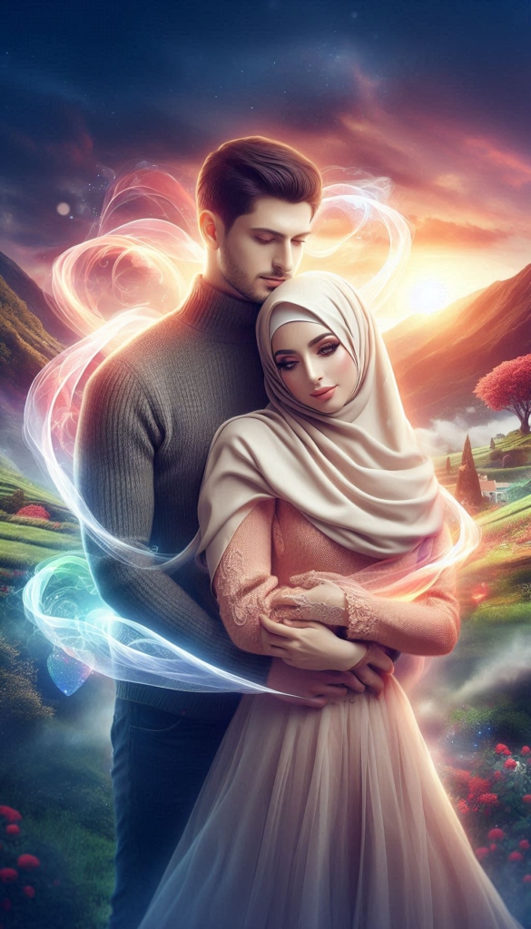 Romantic couple in hijab book cover