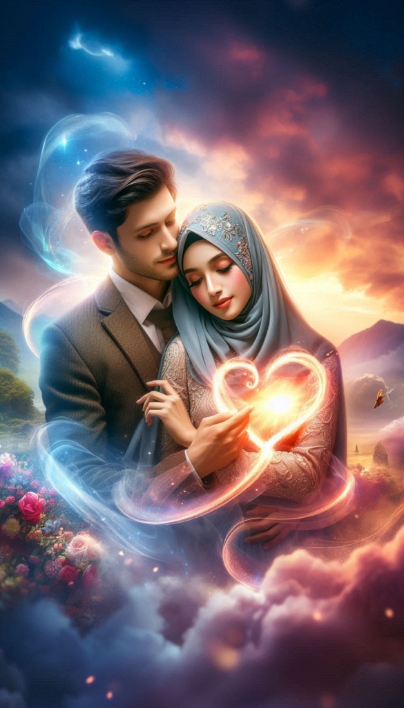 Romantic couple in hijab book cover