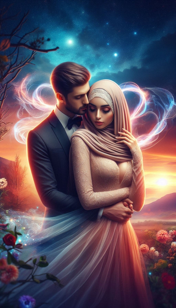 Romantic couple in hijab book cover