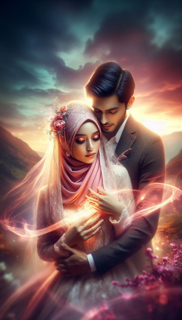 Romantic couple in hijab book cover