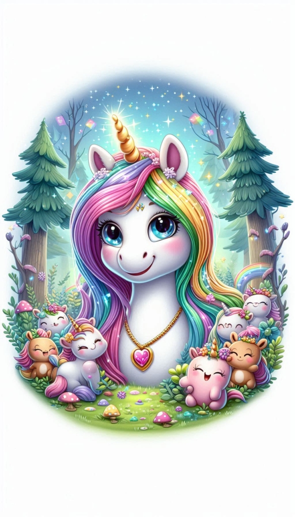 Unicorn with Rainbow Mane and Friends ai book Cover Design