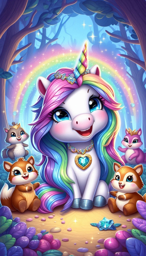 Unicorn with Rainbow Mane and Friends ai book Cover Design