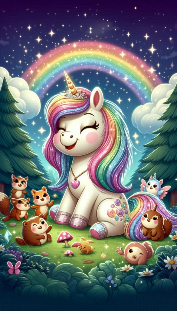 Unicorn with Rainbow Mane and Friends ai book Cover Design