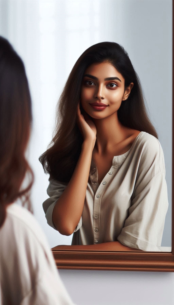 Woman Reflecting on Growth Self-Reflection Book Cover