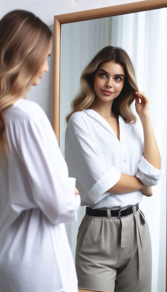 Woman Reflecting on Growth Self-Reflection Book Cover