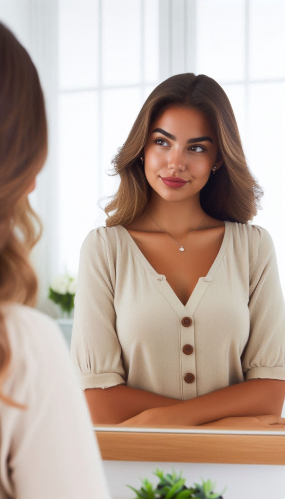 Woman Reflecting on Growth Self-Reflection Book Cover