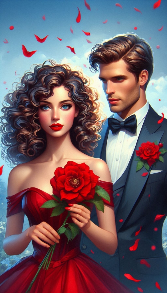 Woman and man with Red flower book cover