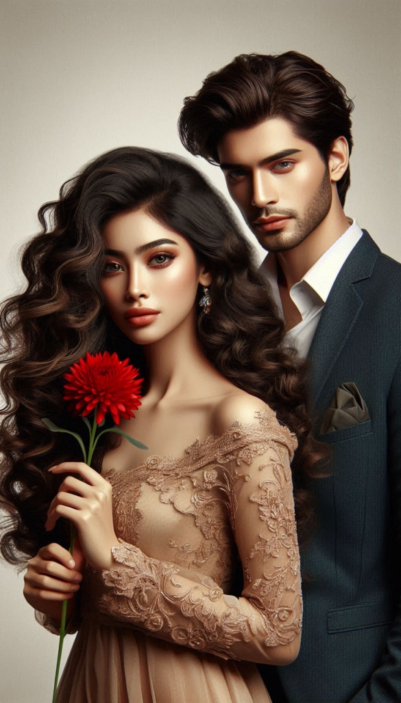 Woman and man with Red flower book cover