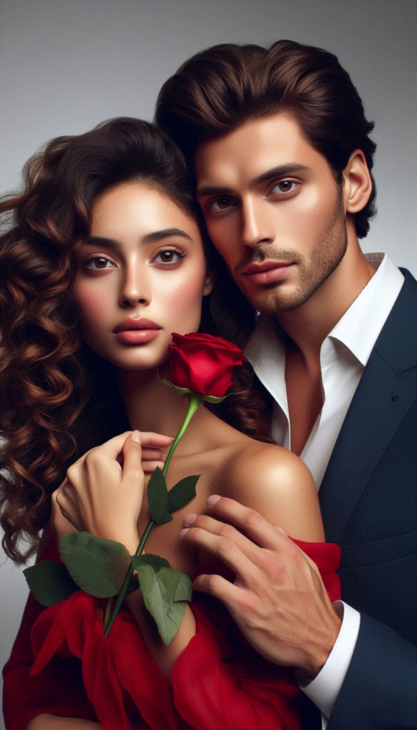 Woman and man with Red flower book cover 