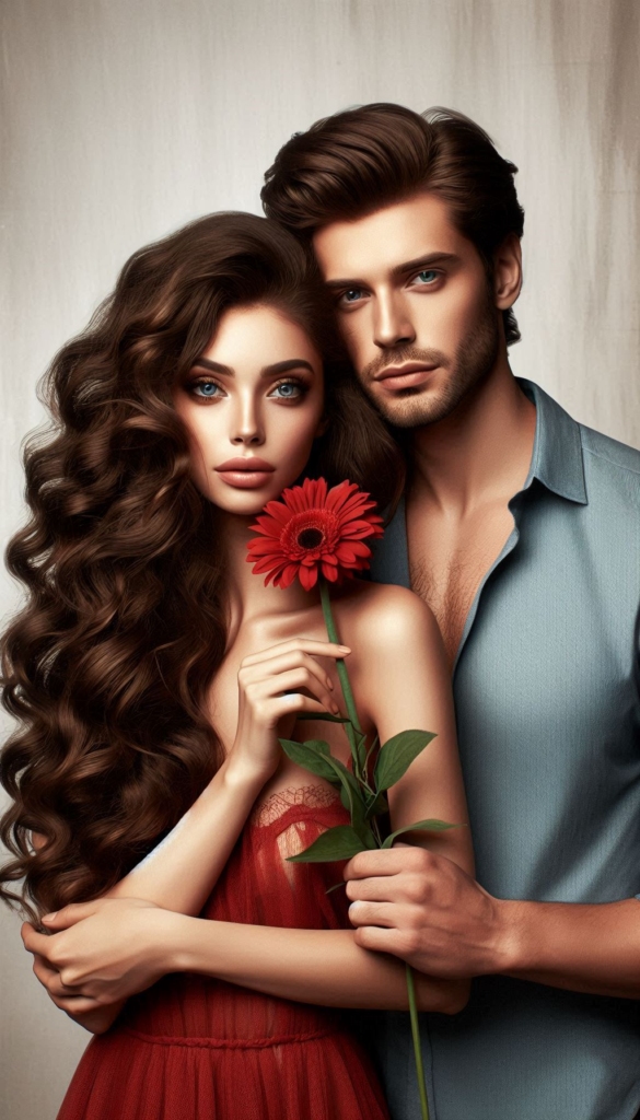 Woman and man with Red flower book cover