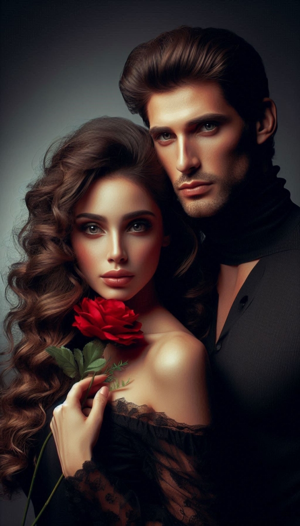 Woman and man with Red flower book cover