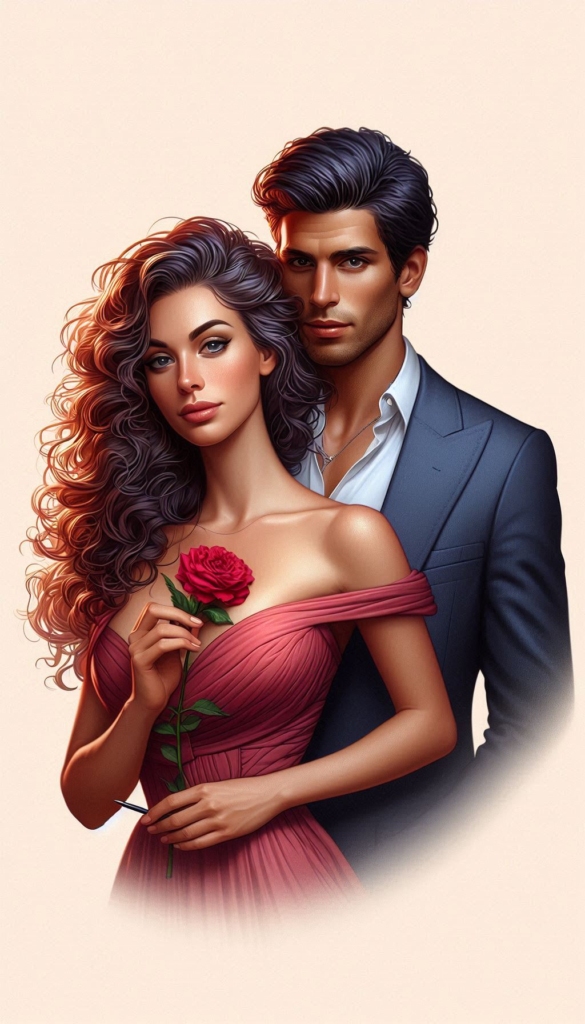 Woman and man with Red flower book cover