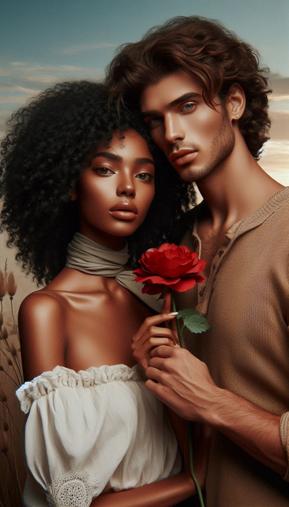 Woman and man with Red flower book cover