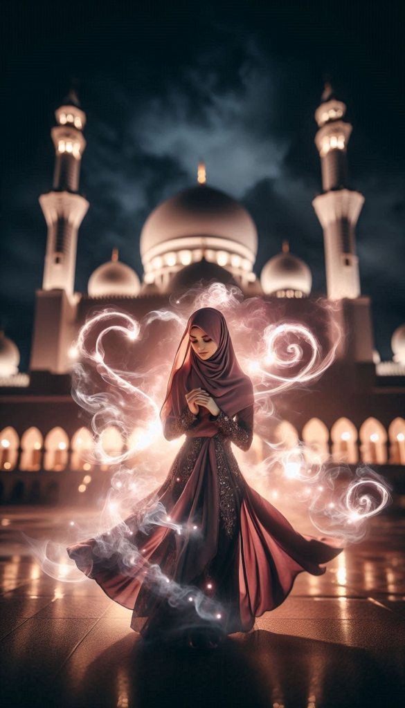 Woman in hijab at mosque book cover