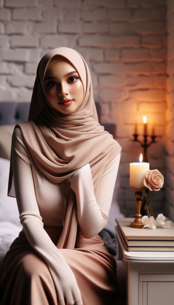 Woman in hijab with candlelight book cover