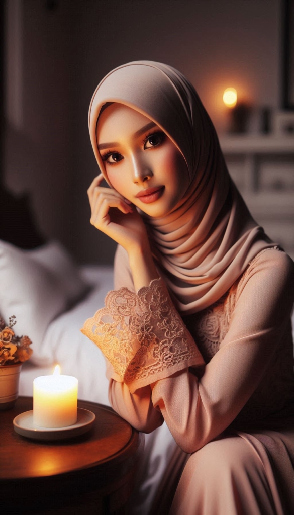 Woman in hijab with candlelight book cover