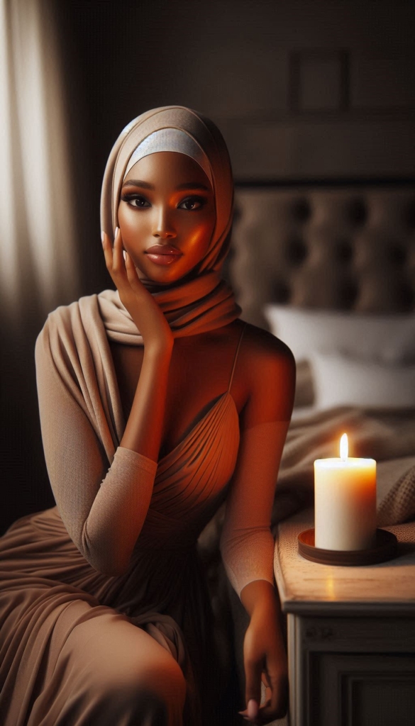 Woman in hijab with candlelight book cover