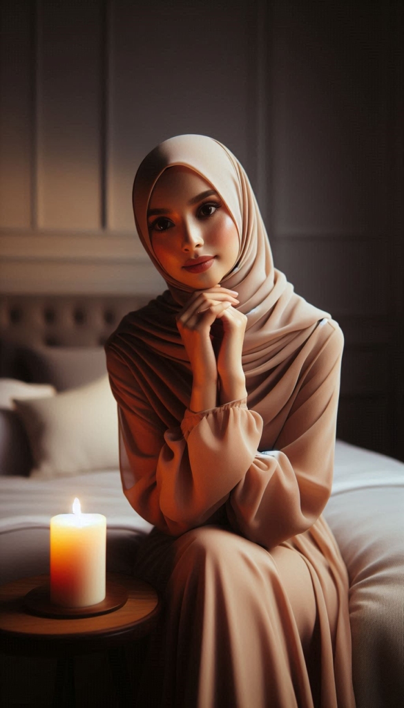 Woman in hijab with candlelight book cover