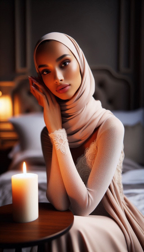 Woman in hijab with candlelight book cover