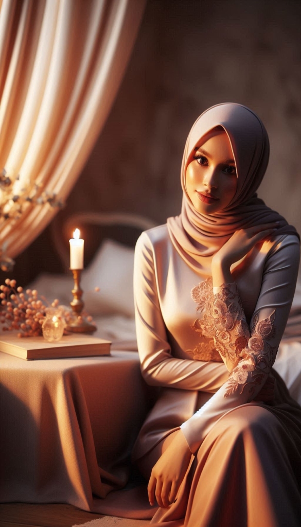 Woman in hijab with candlelight book cover