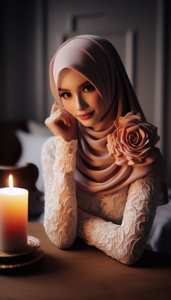 Woman in hijab with candlelight book cover