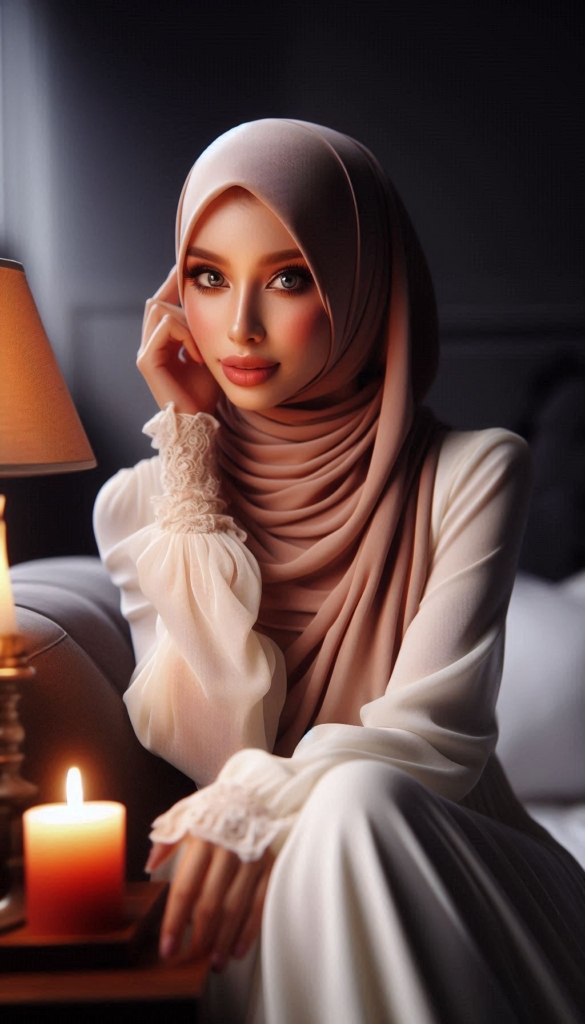 Woman in hijab with candlelight book cover