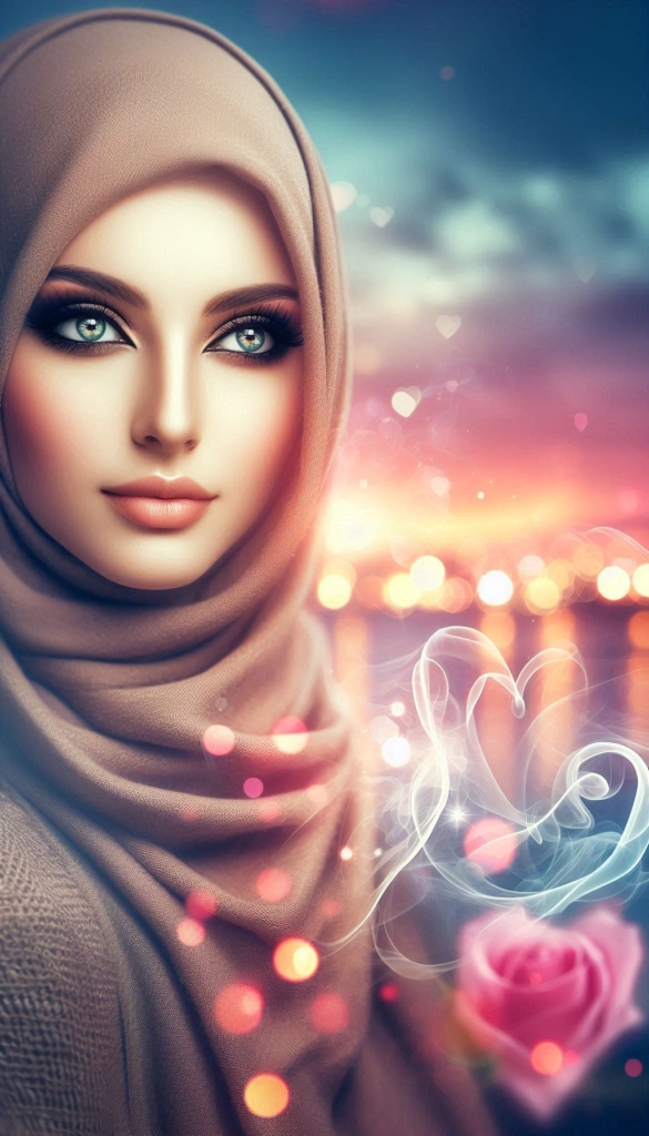 Woman in hijab with heart lights book cover