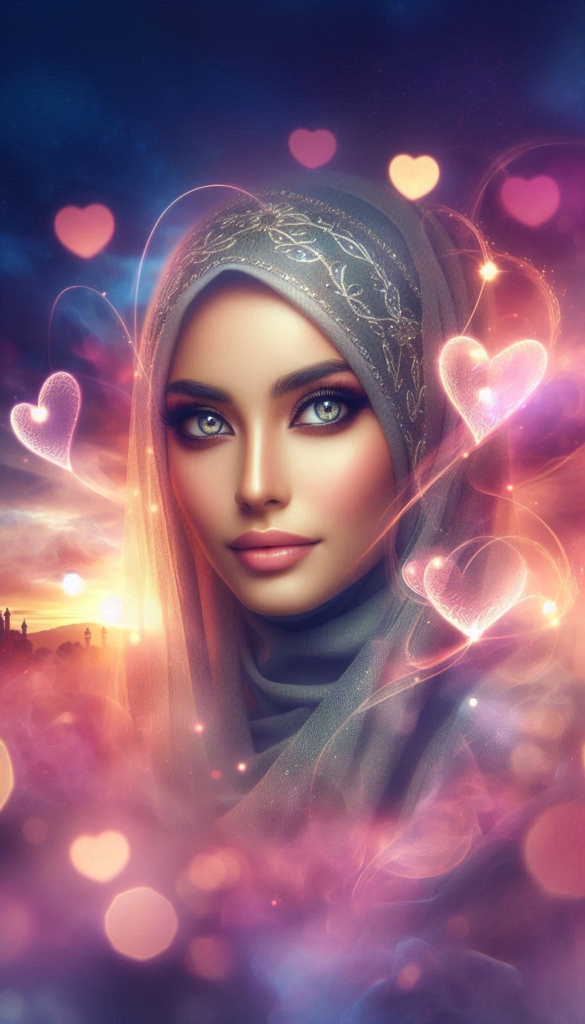 Woman in hijab with heart lights book cover