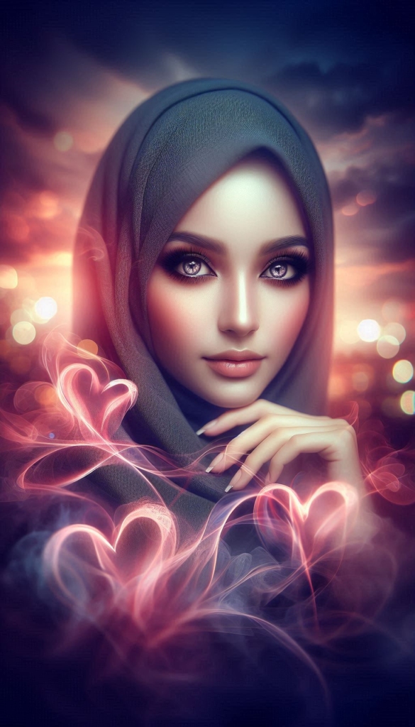 Woman in hijab with heart lights book cover