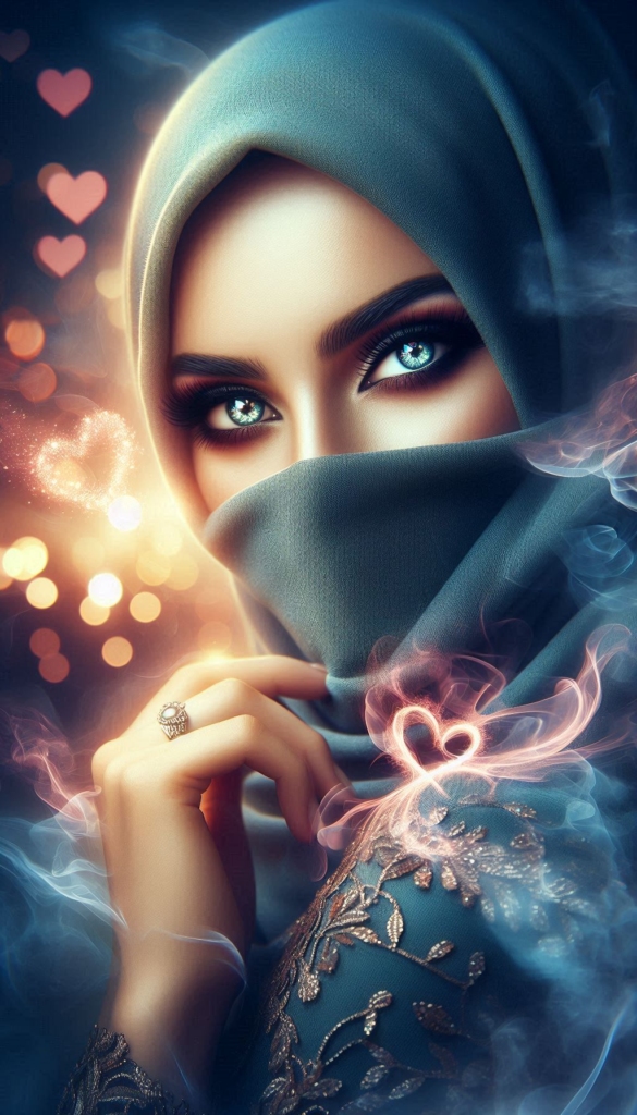 Woman in hijab with heart lights book cover