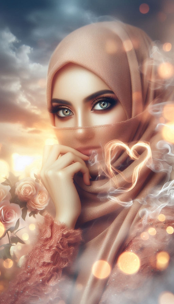 Woman in hijab with heart lights book cover