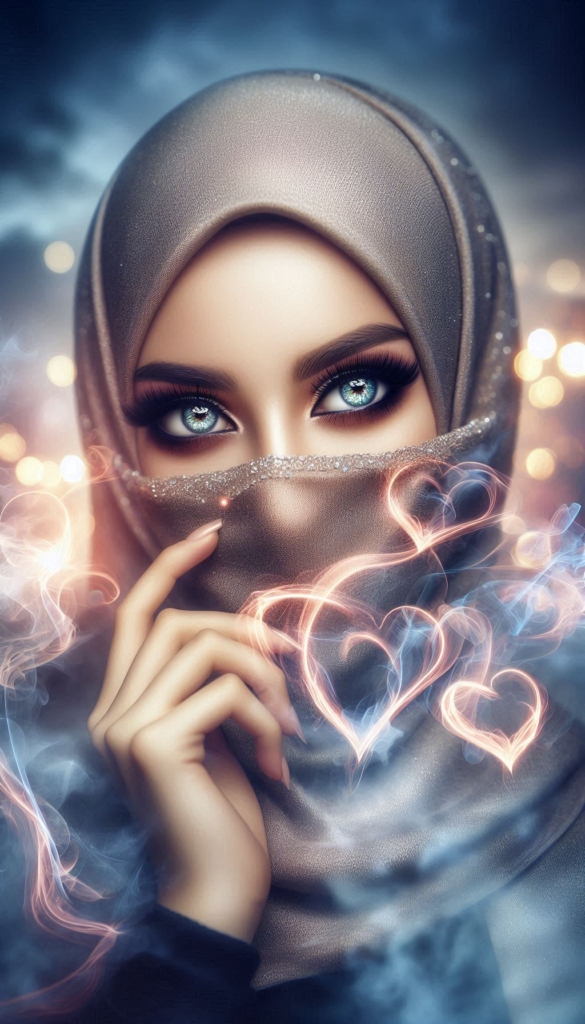 Woman in hijab with heart lights book cover